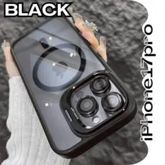 iPhone17pro クリアケースMagSafe対応 スタンド 高透明ブラック