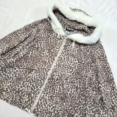 【美品】ワンスポ　ヒョウ柄　ファーポンチョ　モモンガパーカー　レオパード