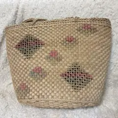 ラタン かごバッグ 幾何学模様