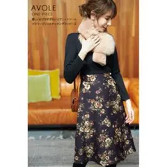 tocco closet 花柄膝丈ワンピース黒