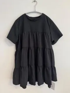 yori 半袖 ショートパフギャザーブラウス ブラック - メルカリ