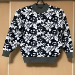 elbe JAPANAメンズ大きめグレー地に白黒模様編み込みセーター