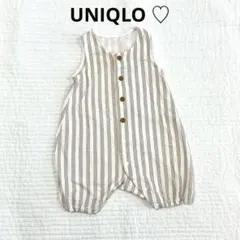 ユニクロ UNIQLO ベビー服 ショートオール ノースリーブ 前開き 60
