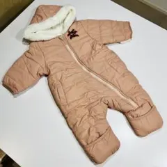 ベビー ボア裏地ピンクアウター 70〜80cm ジャンプスーツ 雪遊び