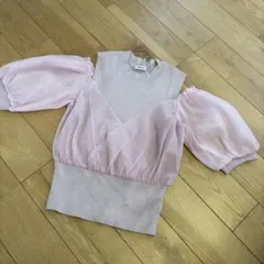 INGNI ニット 半袖 オフショル風 ピンク Mサイズのサムネイル