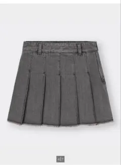 GU グレー デニム プリーツスカート