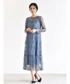 kaene/カエン　総レースドレス ブルーレースパーティードレス