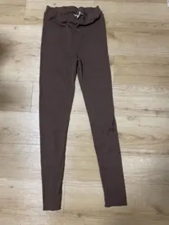 NATURAL BEAUTY BASICリブ編みブラウンレギンス