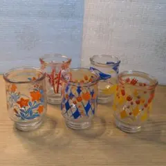 （値下げ）昭和レトロ　ガラスコップ５個セット　竹　車
