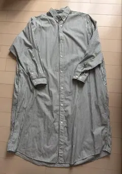 【美品】ジムフレックス　シャツワンピース　ストライプシャツ グリーン　L