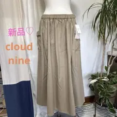 cloud nineベージュ ロングスカート M-L ウエストゴムのサムネイル