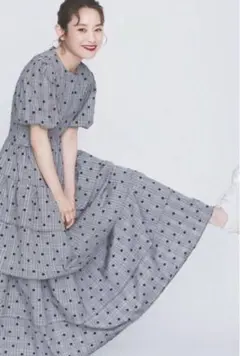 11am Dot & Check Tiered One-piece ワンピース