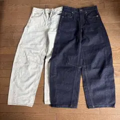 土日限定　GUパレルレックジーンズ　ハイウエスト ワイドレッグデニム 2色セット