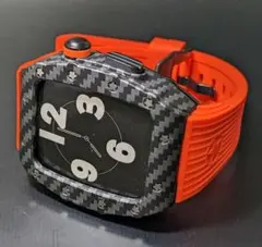 Apple Watch ラバー カバー カスタム 44mm オレンジ カーボン風
