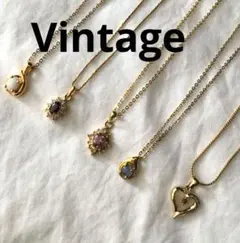 ビンテージ　天然石風　ゴールド　ネックレス　まとめ売り　5本　ビジュー
