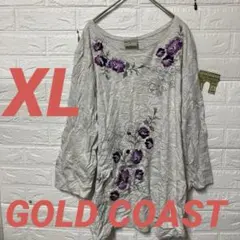 GOLD COAST 花柄刺繍 Tシャツ 【XL】
