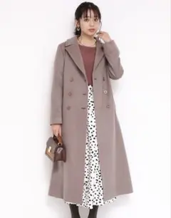 JUSGLITTY ダブルボタンバックボリュームコート （モカ）