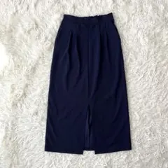 【レイカズン フェバリ】ロングAラインスカート ウエストゴム　紺【フリー】
