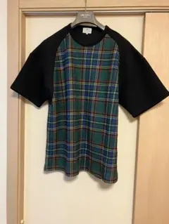 ランバンオンブルーチェック柄ラグランスリーブTシャツのサムネイル