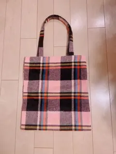 Francfranc チェック柄　フェルト風　トートバッグ