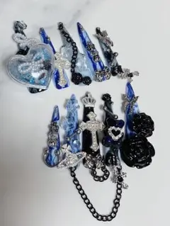 あほめろ現品ブルー水色黒シルバーロング地雷♡量産型♡サブカル♡パンク