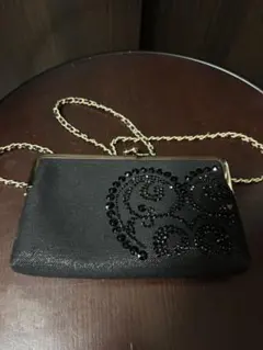 megumiogihara 黒 ビーズ装飾 パーティーバッグ