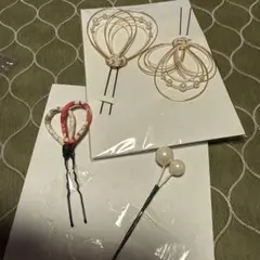 和装髪飾り 3点セット ハート花型