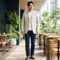 Y5643*DEUX 23区☆テーラードジャケット☆ベージュ☆M☆オンワード樫山