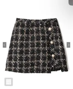 GRL イノパン裏地付きアシンメトリーツイードチェックミニスカート[ai48]