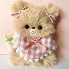 モールドール　ふわふわベージュ　くま赤ちゃん　モール人形　ぬいぐるみキーホルダー