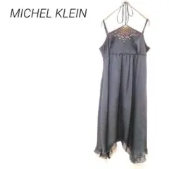 MICHEL KLEIN ビーズ装飾 黒 スリーブレス タンクトップ　M
