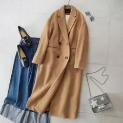 新品未使用キャメルブラウンアーバンリサーチ襟付ウールチェスター風ロングコート長袖