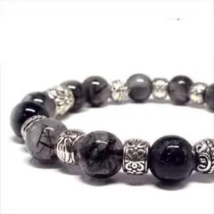 勝負運ＵＰブラックルチルクォーツ天然石ブレス