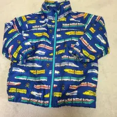 【美品】90 ウィンドブレーカーコンパクト 電車柄アウター メッシュ