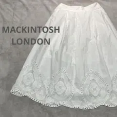 マッキントッシュロンドン 裾カットワークレース 刺繍ミモレ丈 スカート ホワイトのサムネイル