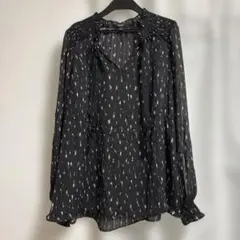 【美品❤️】 レディース ブラウス カットソー シフォン ドット 長袖ブラウス
