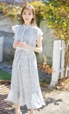 s*o様 tocco closet ラインフラワープリーツロングワンピース