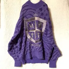 M AＪE S TＩC ニットセーター　メンズ パープル　紫　ラメ入り　冬用