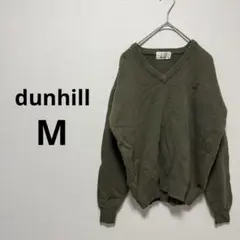 ダンヒル ニット セーター Vネック ワンポイント ロゴ カーキ メンズ M