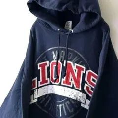 ジャージーズ ライオンズ 刺繍 スウェット パーカー 2X ネイビー 古着