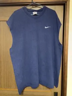 USA製☆ 2XL ナイキ 白タグ タンクトップ 刺繍 ノースリーブ ネイビー