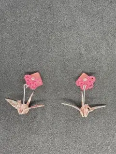 タティングレースと折り鶴のピアス❁⃘*.゜イヤリング❁⃘*.゜