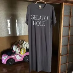 GELATO PIQUE ロゴプリント ロングワンピース グレーのサムネイル