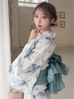 3点セット2Way水彩花柄浴衣セット[fy027]のサムネイル