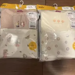 【新品未開封】ベビー肌着 長袖丸首シャツ　2枚入×2セット　80 女の子