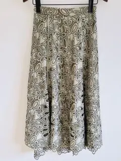 マイストラーダ　フレアスカート　レース　グリーン