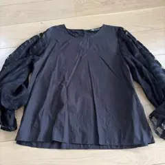 ZARA シアー袖 ブラウス ブラック Lのサムネイル