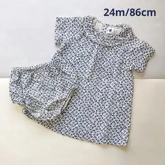 PETITBATEAU プチバトー　花柄ガーゼセットアップ　ブルマ　24m/86