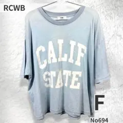 ロデオクラウンズ RCWB ビッグロゴT 半袖 水色 フェード ゆるダボ　綿