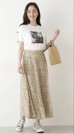 【美品】NaturalBeautyBasicペイズリー柄プリントスカート